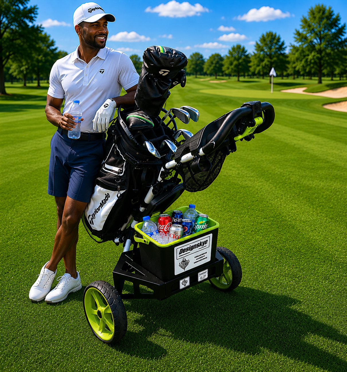 Golf Cart and cooler box filled with ice and drinks 1-1